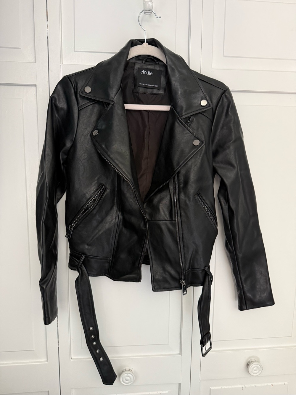 Elodie Black Faux Leather Moto Biker Jacket